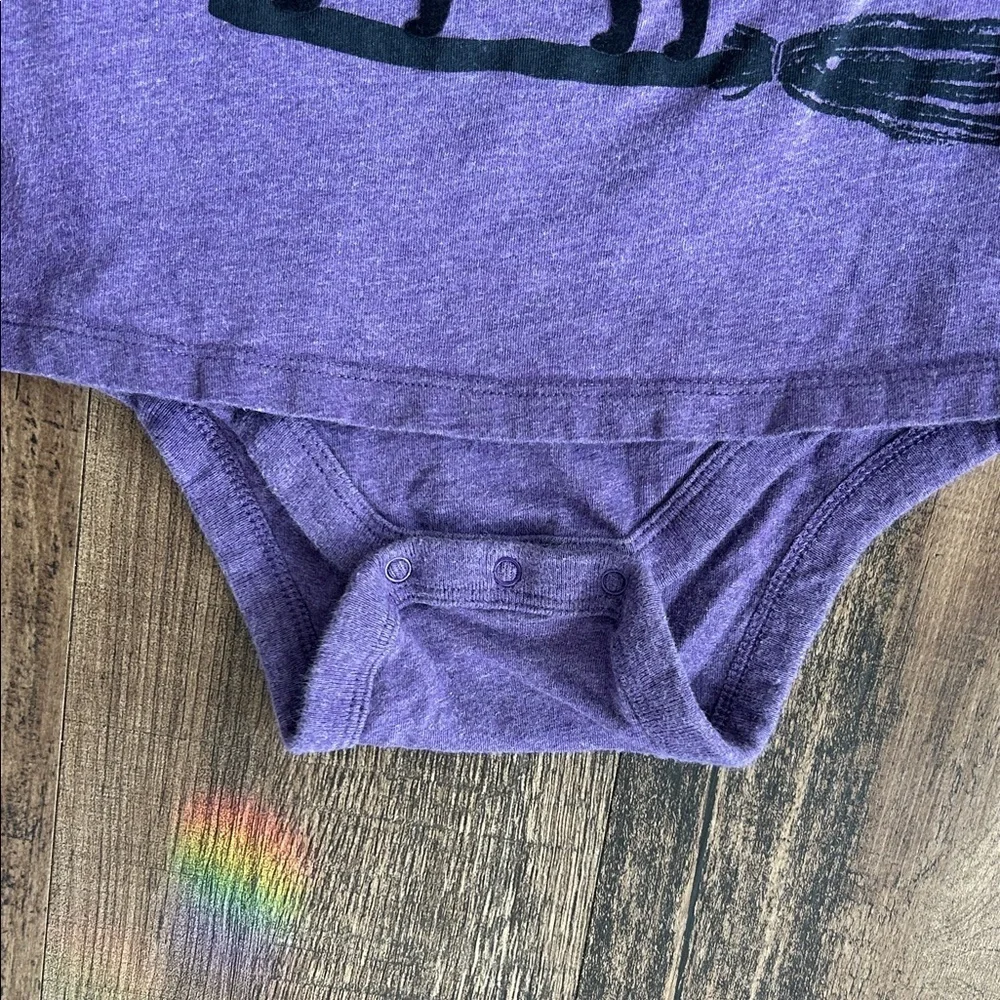 GAP Purple Baby Bodysuit cat on witche’s broom Halloween